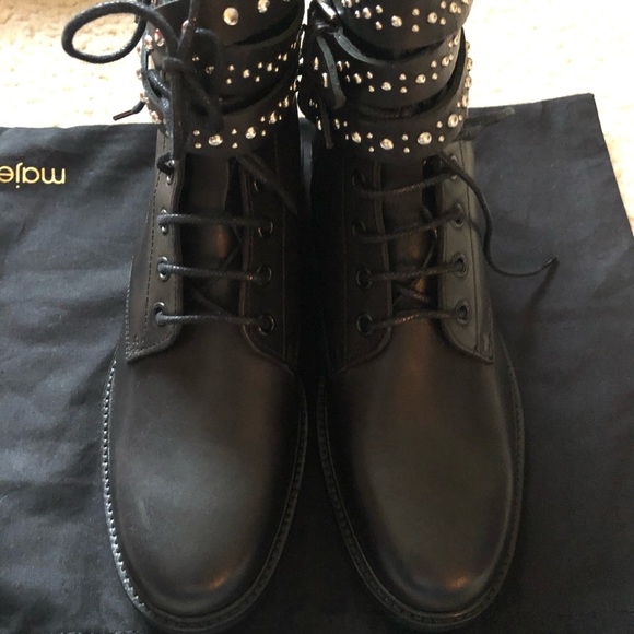 NEW $675 Maje FLINT Studded Ankle Wrap Combat Boot - Picture 6 of 7